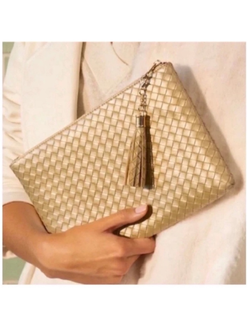 Virginia Wolf Mini Woven Pouch Metallic Gold